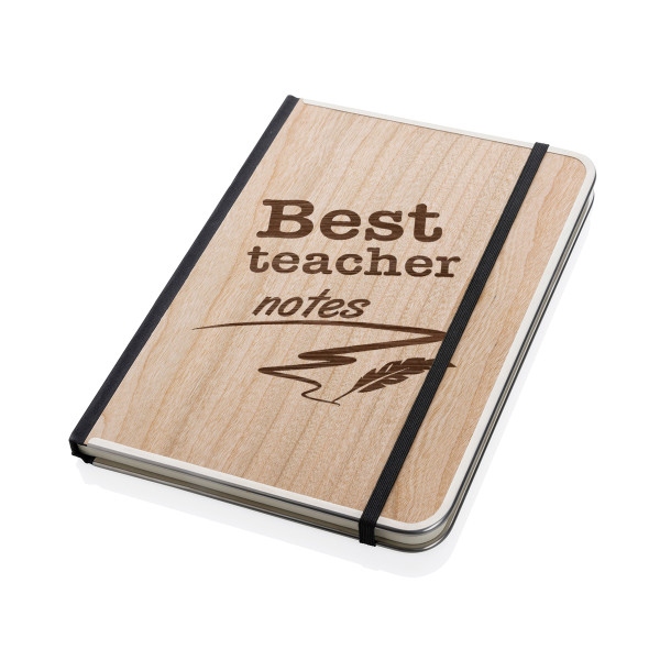 Notizbuch im A5-Format mit Holzeinband "Best Teacher Notes"