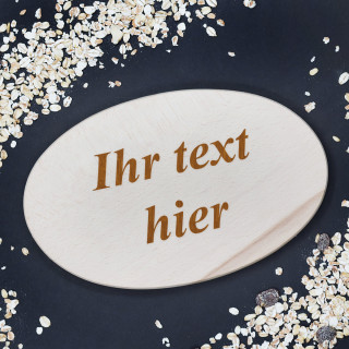 Ovales Schneidebrett aus Holz mit Ihrem Wunschtext