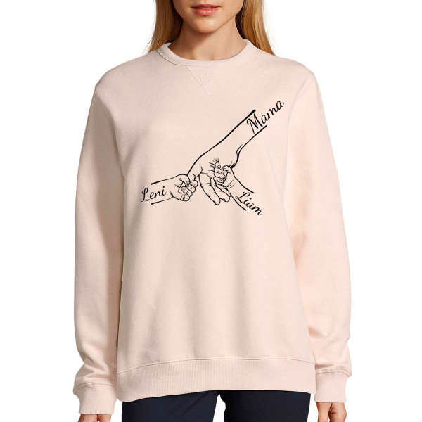 Pastellfarbenes Sweatshirt "Mama und Kinder" mit ausgewählten Kindernamen