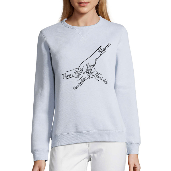 Pastellfarbenes Sweatshirt "Mama und Kinder" mit ausgewählten Kindernamen