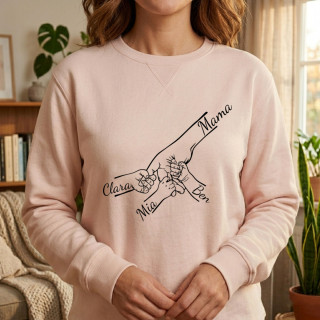 Pastellfarbenes Sweatshirt "Mama und Kinder" mit ausgewählten Kindernamen
