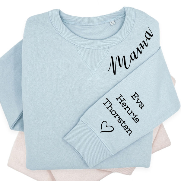 UNISEX Sweatshirt „Sully“ für Damen "Mama" mit den Namen der Kinder auf dem Ärmel UNISEX Sweatshirt „Sully“ für Damen "Mama" mit den Namen der Kinder auf dem Ärmel