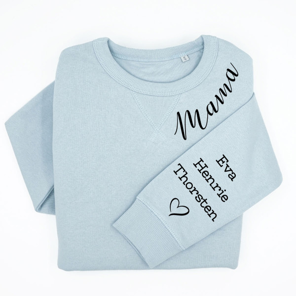 UNISEX Sweatshirt „Sully“ für Damen "Mama" mit den Namen der Kinder auf dem Ärmel UNISEX Sweatshirt „Sully“ für Damen "Mama" mit den Namen der Kinder auf dem Ärmel