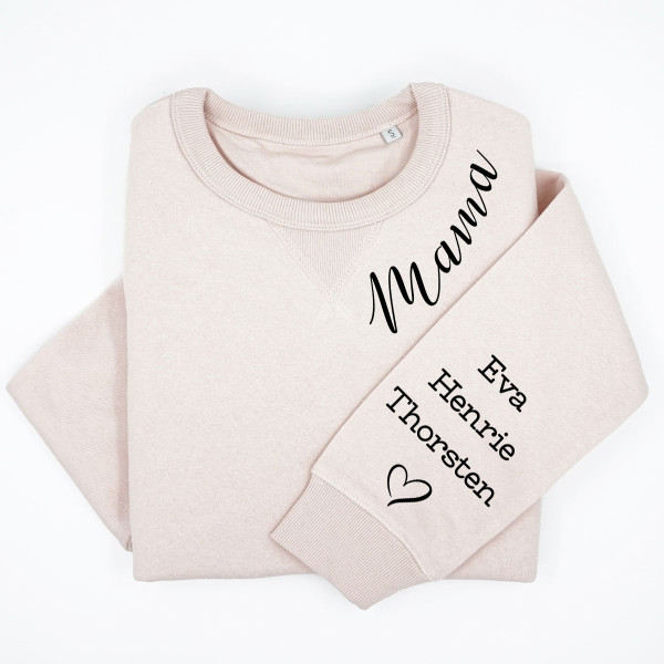 UNISEX Sweatshirt „Sully“ für Damen "Mama" mit den Namen der Kinder auf dem Ärmel UNISEX Sweatshirt „Sully“ für Damen "Mama" mit den Namen der Kinder auf dem Ärmel