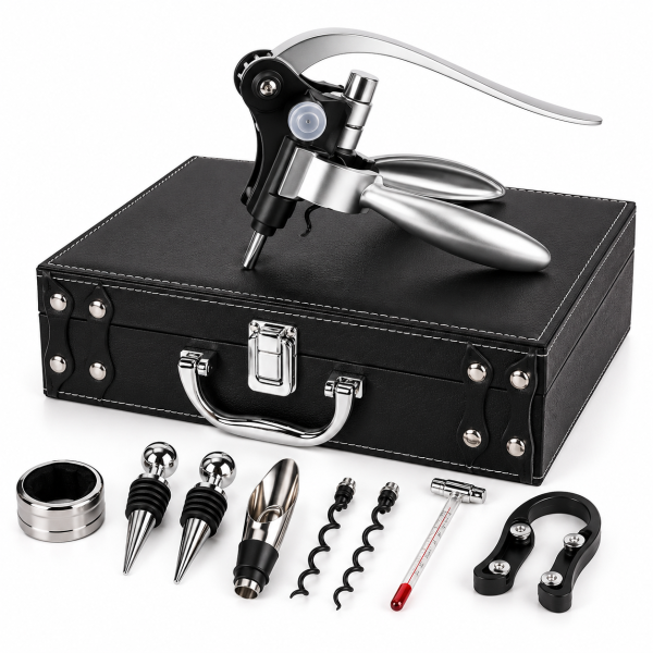 Luxuriöses Weinaccessoire-Set im Koffer