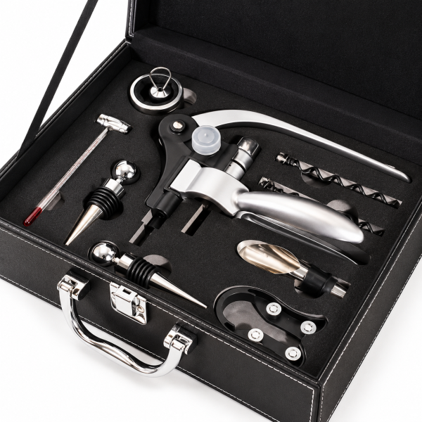 Luxuriöses Weinaccessoire-Set im Koffer