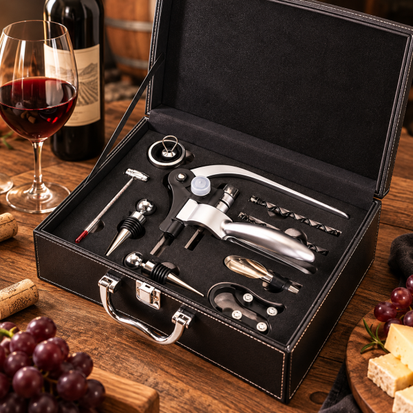 Luxuriöses Weinaccessoire-Set im Koffer