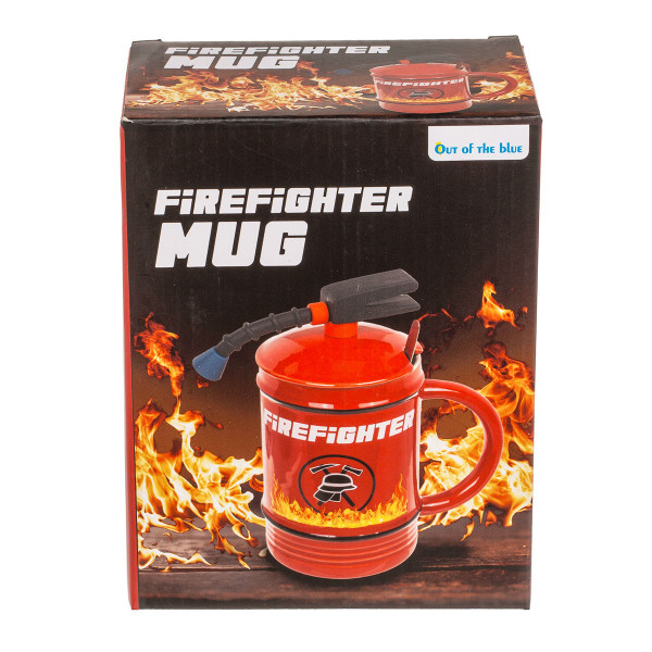 Feuerwehrmann-Becher „Feuerlöscher“ mit Deckel und Löffel (450 ml)