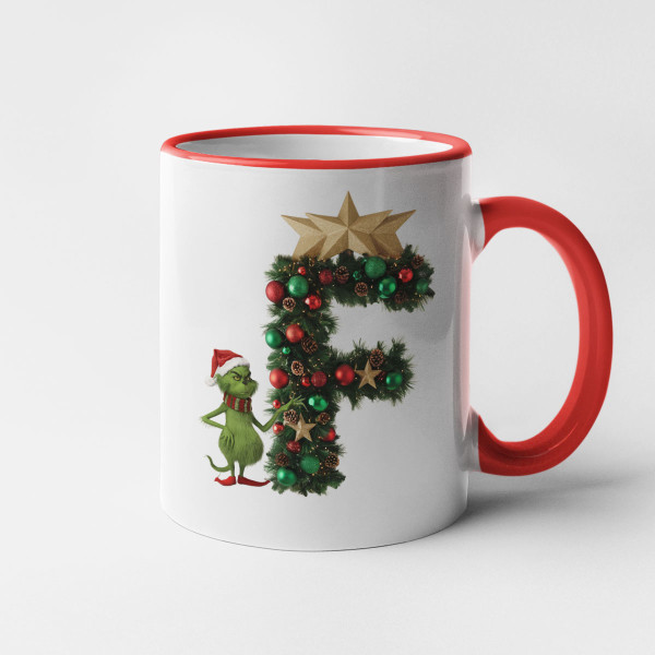 Tasse „Grinch-Weihnachten“ mit Ihrem gewählten Buchstaben