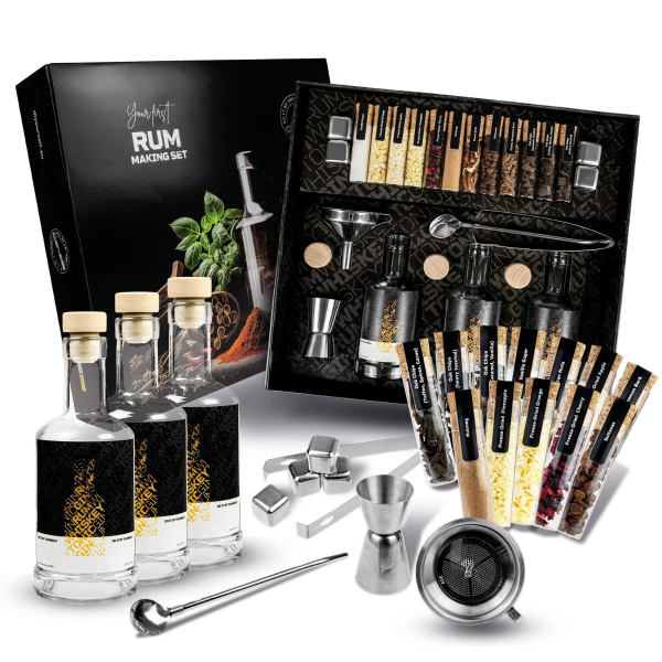 Rum-Herstellungsset mit Gewürzen und Cocktailzubehör