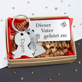 Schlüsselanhänger "Dieser Papa gehört zu" mit Ihrem Wunschnamen Schlüsselanhänger "Dieser Papa gehört zu" mit Ihrem Wunschnamen