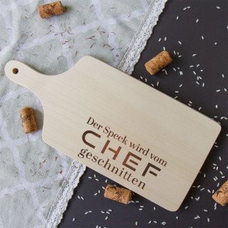Schneidebrett "De r Speck wird von den Chefs geschnitten" (35 cm)