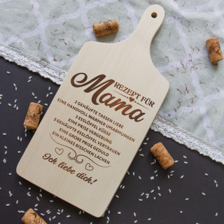 Schneidebrett mit Griff "Rezept für Mama" (30cm)