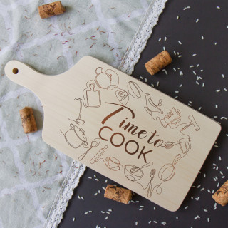 Schneidebrett mit Griff "Time to Cook" (35cm)