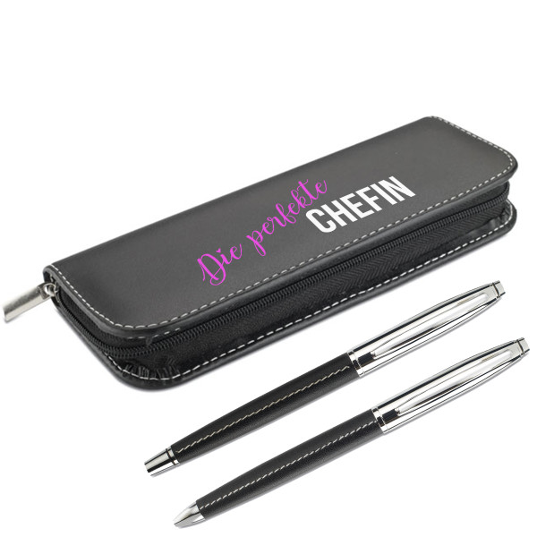 Stiftset mit Etui "Die perfekte Chefin" Stiftset mit Etui "Die perfekte Chefin"