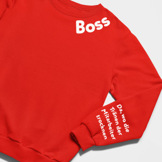 Sweatshirt "Boss - für Mitarbeitertränen" (ohne Kapuze) mit Aufdruck auf dem Ärmel