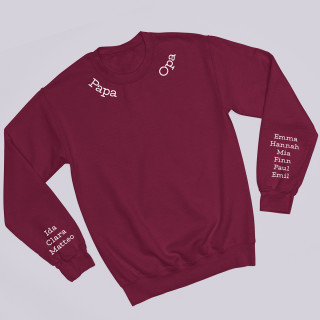 Sweatshirt "Papa - Opa" mit den Namen der Kinder auf den Ärmeln (ohne Kapuze)
