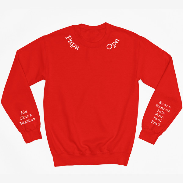 Sweatshirt "Papa - Opa" mit den Namen der Kinder auf den Ärmeln (ohne Kapuze)