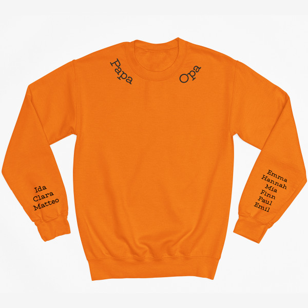 Sweatshirt "Papa - Opa" mit den Namen der Kinder auf den Ärmeln (ohne Kapuze)