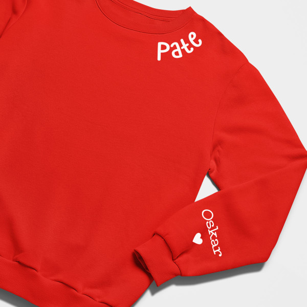 Sweatshirt "Pate" mit den Namen der Kinder auf dem Ärmel (ohne Kapuze)