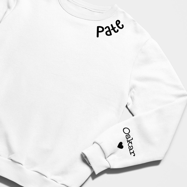 Sweatshirt "Pate" mit den Namen der Kinder auf dem Ärmel (ohne Kapuze)