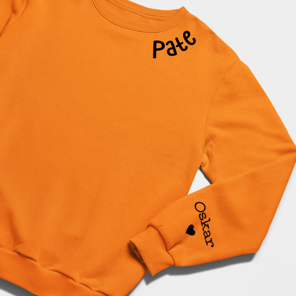 Sweatshirt "Pate" mit den Namen der Kinder auf dem Ärmel (ohne Kapuze)
