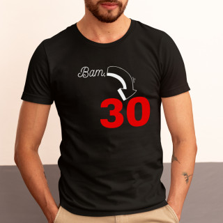 T-Shirt „Bam, Geburtstag ist da“ mit der Jahreszahl Ihrer Wahl