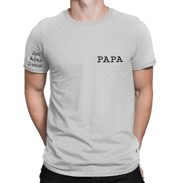 T-Shirt "Papa" mit den Namen der Kinder auf dem Ärmel