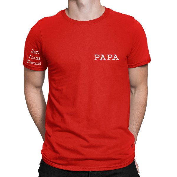 T-Shirt "Papa" mit den Namen der Kinder auf dem Ärmel