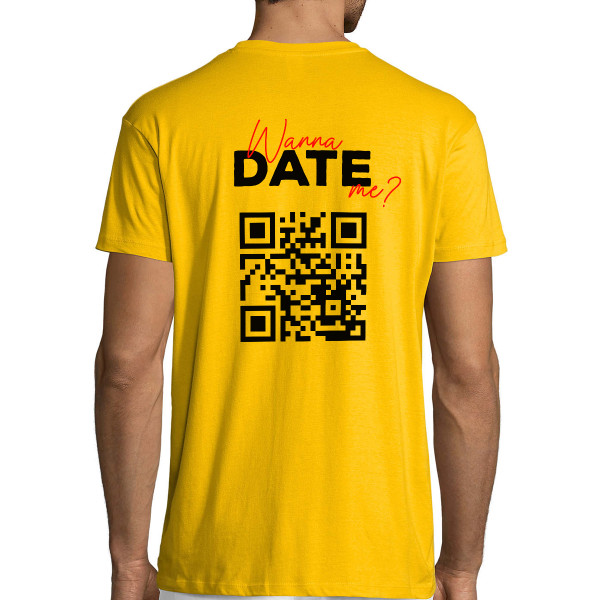 T-Shirt "Willst du mit mir ausgehen?" mit personalisiertem QR-Code