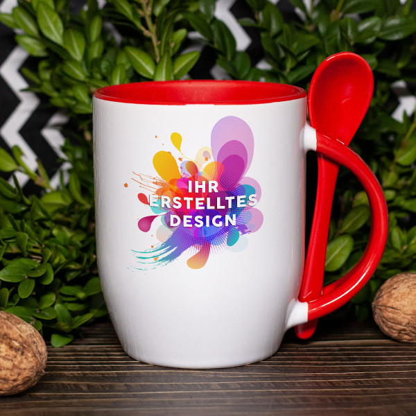 Tasse mit Löffel und Ihrem individuellen Design Tasse mit Löffel und Ihrem individuellen Design