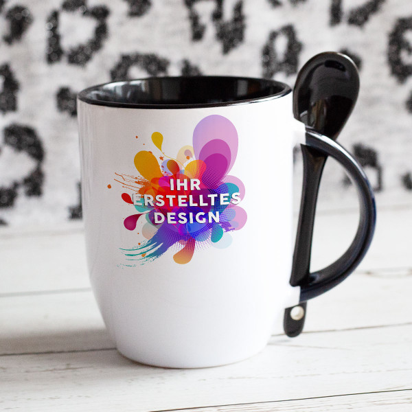 Tasse mit Löffel und Ihrem individuellen Design Tasse mit Löffel und Ihrem individuellen Design