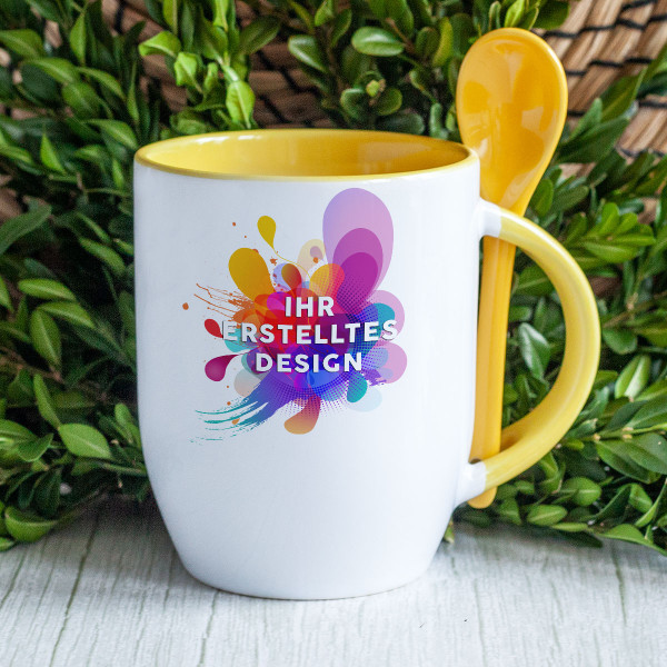 Tasse mit Löffel und Ihrem individuellen Design Tasse mit Löffel und Ihrem individuellen Design