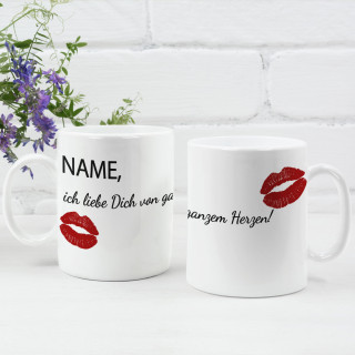 Tasse „Von ganzem Herzen mit dem Namen Ihrer Wahl“