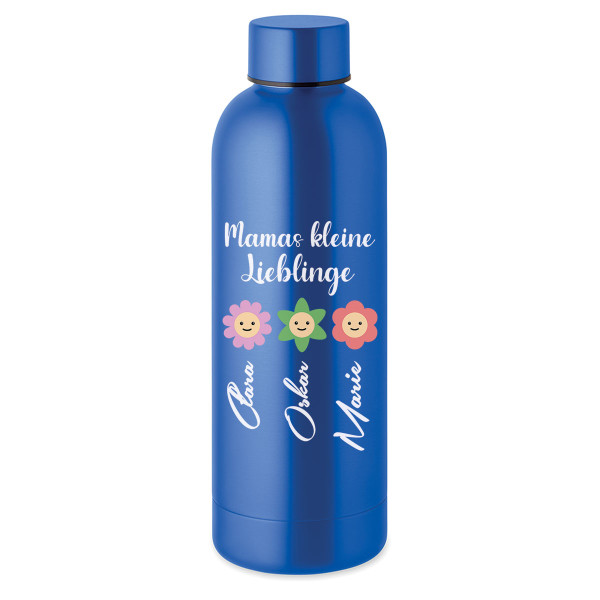 Thermosflasche aus Metall "Mamas kleine Lieblinge" mit Ihrem Wunschnamen (500ml)