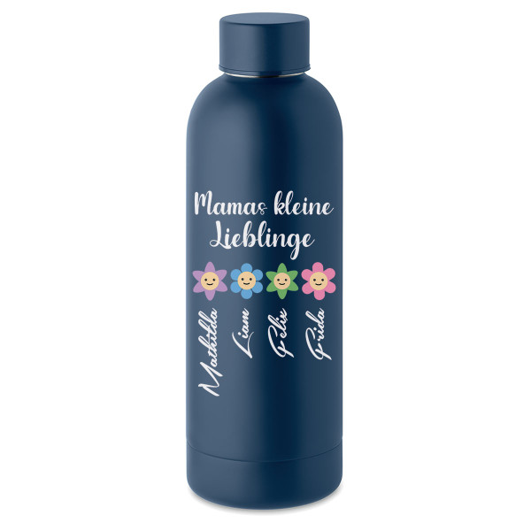 Thermosflasche aus Metall "Mamas kleine Lieblinge" mit Ihrem Wunschnamen (500ml)