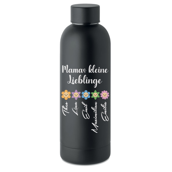 Thermosflasche aus Metall "Mamas kleine Lieblinge" mit Ihrem Wunschnamen (500ml)