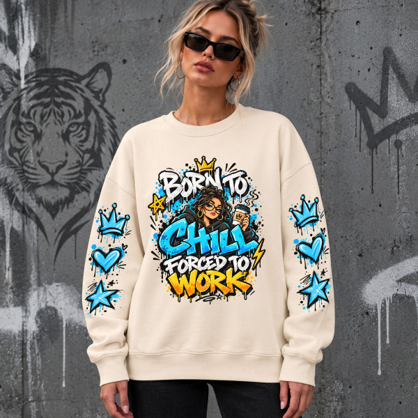 Unisex-Sweatshirt in Pastelltönen "Born to chill, forced to work"