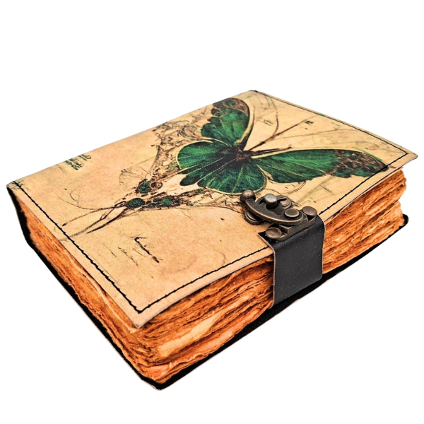 Notizbuch im Vintage-Stil aus Leder "Butterfly"