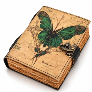 Notizbuch im Vintage-Stil aus Leder "Butterfly"