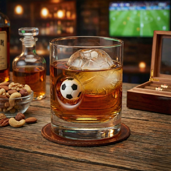 Whisky- und Fußballfan-Set: Glas- und Eisformen