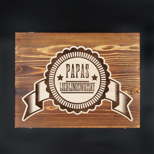 Whisky-Set in Holz-Box "ELIXIR - Papas Lieblingswhisky"