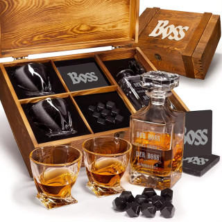 Whisky-Set in Holzkiste "TORNADO - für den besten Chef"