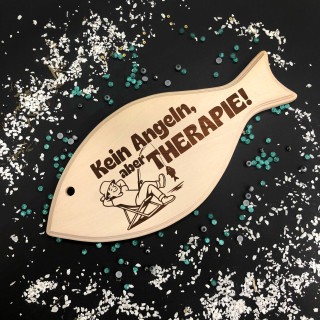 XL Graviertes Holz-Schneidebrett in Fischform "Angeltherapie"
