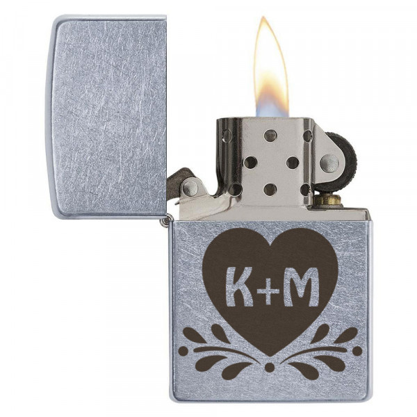 Zippo-Feuerzeug "Herzchen" mit gewählten Initialen