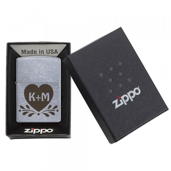 Zippo-Feuerzeug "Herzchen" mit gewählten Initialen